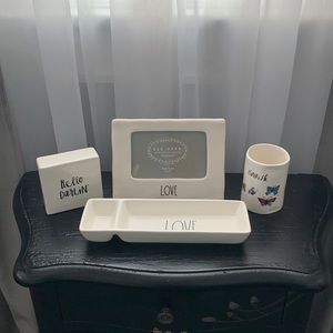 Rae Dunn desktop frame and organization